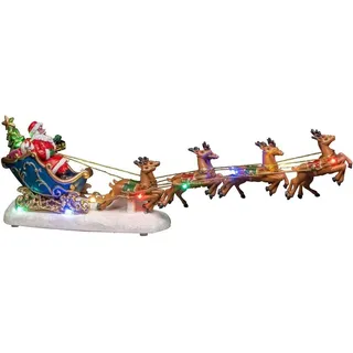 Konstsmide Weihnachtsmann im Schlitten mit Rentieren 10 bunte Dioden