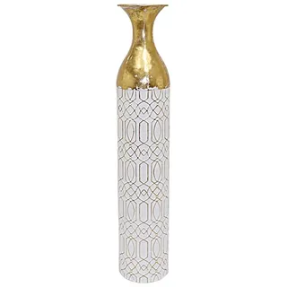 Alexandra House Living Bodenvase in Weiß, Gold, Metall, 15 x 78 x 15 cm