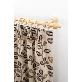 GARESA Gardinenstange »Evi« 1 läufig-läufig Wunschmaßlänge Vorhanggarnitur Holz, verlängerbar, Wandmont.,mit Ringe/2 Lauf Gleiter, beige