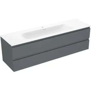 Mexen Orio Badezimmerschrank 160 cm mit Waschbecken Vela, 2 Schubladen, Graphit Matt/Weiß Matt - 91A10-16047-2-BFF66-W23M01 - Weiß