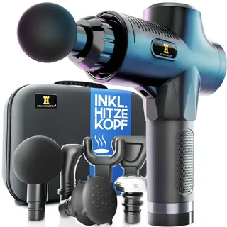 Heldenwerk Massagepistole inkl. 7 Massageköpfen & 30 Geschwindigkeiten, mit USB-C Anschluss und Hitzekopf I Muskel Massagegerät, Massagegun, Muskelmassagepistole, Muskelpistole