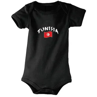 Supportershop Tunisie Babybody Unisex Kinder, Schwarz, FR: S (Größe Hersteller: 3-6 Monate)