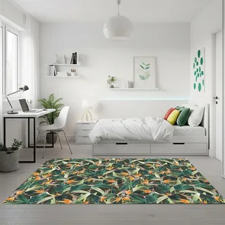 Digitalisierter Vinylteppich, tropische Blätter, Prisma, verschiedene Größen, modernes Design und Widerstandsfähigkeit für Ihren Raum, Küche, Bad, Wohnzimmer, Esszimmer, PVC-Bodenbelag (120 x 200 cm