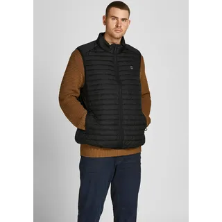 Steppweste "MULTI mit Stehkragen und normaler Form", Herren, Gr. 4XL, schwarz, Web, Obermaterial: 100% Polyester, JACK & JONES PLUSSIZE, unifarben, regular fit normal, Westen Steppweste, unifarben, modisch, regular fit, Polyester, Stehkragen