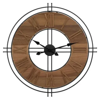 Atmosphera Loft Wanduhr DORIAN Ø 65 cm, große römische Ziffern, Aluminiumzeiger - Braun