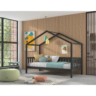 Vipack Hausbett Dallas 90 x 200 cm Kiefer massiv grau