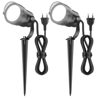 12W Gartenbeleuchtung mit Strom 1,5 m Stecker, 1320lm Gartenlampen für Draußen, IP65 Wasserdicht Gartenstrahler, 270° Vertikal LED Gartenleuchten 5000K Kaltweiß für Outdoor, Garten, Pflanzen, Hof