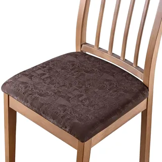Alishomtll Kunstleder Stuhlhussen 6er Set Stretch PU Sitzbezüge Sitzfläche Stuhlbezüge Abnehmbar Sitzkissen Bezug Esszimmerstuhl Sitzhussen Sitzschutz für Küche Bankett Hochzeit Hotel (Braun)