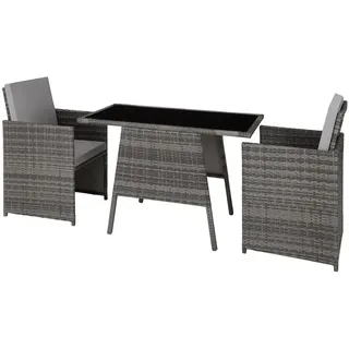 tectake Rattan Sitzgruppe Lausanne, zusammenschiebbar, grau , Grau , Kunststoff , Rechteckig , Gartenmöbel, Gartengarnituren, Gartenmöbel-Sets