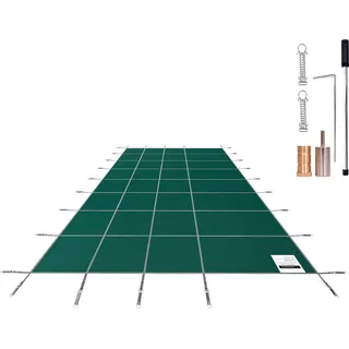 SucceBuy Pool-Sicherheitsabdeckung, 4,8 x 11,9 m, rechteckig, für eingebaute Pools, Netz mit Abflusslöchern, Winter-Sicherheitsabdeckung, grün - Grün
