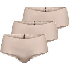 ONLY Damen Onlchloe Lace S.skin Briefs Pack of 3 Noos Panties, Sepia Rose, XS EU