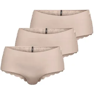 ONLY Damen Onlchloe Lace S.skin Briefs Pack of 3 Noos Panties, Sepia Rose, XS EU