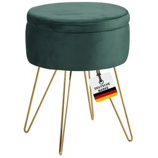 Albatros Hocker mit Stauraum Cannes Sitzhocker mit Stauraum, Modernes Design, Edler Samt-Bezug Sitztruhe Sitzbank mit Stauraum optimal als Fußhocker Hocker Schminktisch, Grün