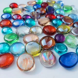 Glasnuggets Premium Glasnuggets Bunt, 250g Muggelsteine ca.50-60 Stück Dekosteine Vase Mix 15-21 mm Muggelsteine Bunt Glassteine Deko Glassteine Bunt