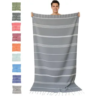 furora HOLIDAY Hamamtuch groß 100x200, Baumwolle - Saunatuch Damen Herren Saunahandtuch: dünn, kompakt, lang - Hammam Tuch XXL, Handtuch: Strandtuch, Hamam Sauna, Strandhandtuch