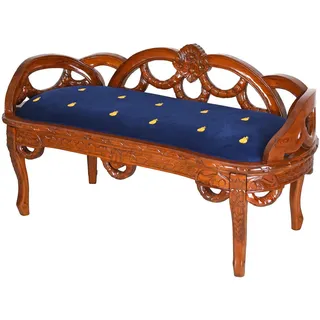 Antik Hocker Mahagoni Sitzbank Barock Sofa Polsterhocker Massivholz Couch