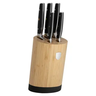 Berlinger Haus 6-teiliges Messerset mit Bambusrolle, Edelstahl, Ergonomischer Griff, Kochmesser 20 cm, Elegantes Design Schwarz/Silber, Präzises und sicheres Schneiden