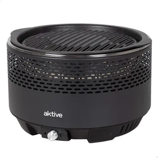 Aktive 63002 - Tragbarer Holzkohlegrill, wiederaufladbar, batteriebetrieben, rauchfrei, schwarz, Tropfschutz, Maße Ø34x22cm, inkl. Tragetasche, Backen im Inneren, Grill