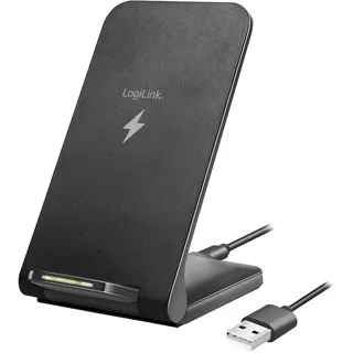 Logilink Smartphoneständer mit kabelloser Ladefunktion mit 2 Spulen, für 4–7" große Qi-fähige Geräte, einstellbare Betrachtungswinkel
