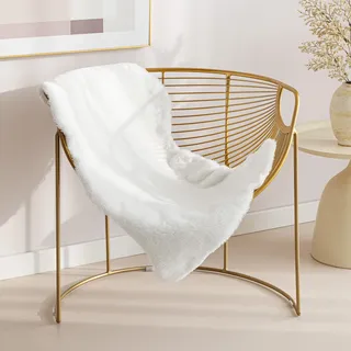 sonive Kunstfell Teppich Stuhlauflage 50×80 cm Weich, Faux Fell Waschbare Teppiche Sitzauflage für Kinderzimmer, Wohnzimmer, Schlafzimmer, Esszimmer Weiß