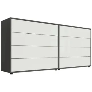 Mid.you Sideboard , Anthrazit, Weiß Hochglanz , Holzwerkstoff , 8 Schubladen , 158x73x33 cm , erweiterbar, stehend , Kleinmöbel, Kommoden, Sideboards