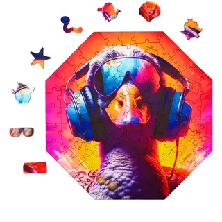 Milliwood Holzpuzzle - Techno Goose - 90 Teile - Puzzle Winter ab 5 Jahren - Mandala Puzzle für Erwachsene und Kinder - Jigsaw Puzzle aus Holz 34x34 cm - Puzzle Natur mit Holz Geschenkbox
