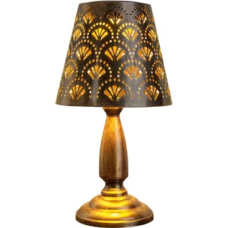 näve LED Solarleuchte »Elsa« 1 Stk. Warmweiß Tischleuchte antik-messing mit Durchbruchmuster, konischer Schirm, goldfarben