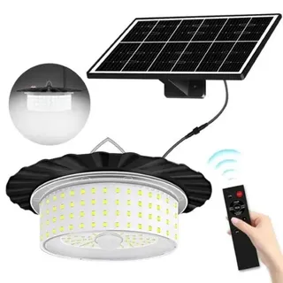 IP65 wasserdichte Solarlampen für Außen mit Bewegungssensor, Hängende Solarleuchte für Außen mit Solarpanel - ORBILUM - Schwarz, Weiß