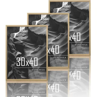 VUVUZULA Bilderrahmen 30x40cm Holz Holzrahmen 3er Set Eiche Fotorahmen MDF Rahmen Natur