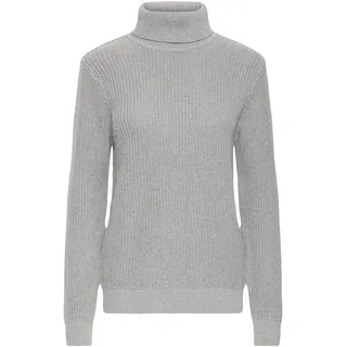 Rollkragenpullover OXMO "Rollkragenpullover OXKimse", Damen, Gr. XS, grau (griffin melange), Obermaterial: 70% Baumwolle CO recyc.. 30% Polyester Pol. recyc.., Pullover Rollkragenpullover