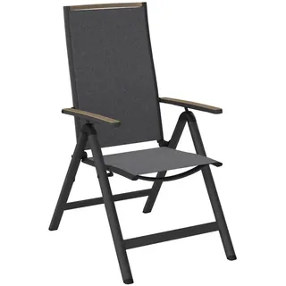Ambia Garden Gartenklappsessel , Grau, Naturfarben , Metall, Textil , A-Form , 59x112x72 cm , klappbar, inklusive Armlehnen , Gartenmöbel, Gartensessel, Gartenklappstühle