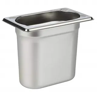 APS 81506 GN 1/9 Behälter, rostfreier Gastronormbehälter Edelstahl, Abmessungen 175 x 105 mm/Höhe 150 mm/Volumen 1,5 Liter