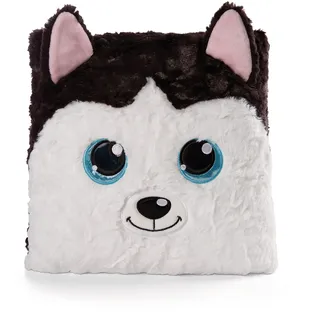 NICI Kissen GLUBSCHIS Husky Barkley 30 x 30 cm Weiß-Schwarz
