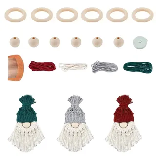HNLMZ Weihnachtsmann Weihnachtsschmuck,6 Stück Makramee Weihnachts Bastelset,Weihnachtsbaum Makramee DIY Kit,Makramee Gnomes Set für Dekorieren von Weihnachtsbäumen, Fenstern, Wänden, Türen