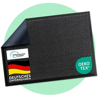 Floordirekt Premium Fußmatte für Eingangsbereich, 135x200cm Anthrazit, Schmutzfangmatte für Innen und Außen, rutschfest & waschbar, Sauberlaufmatte für Flur, Teppich für Haustür, Sky Novo