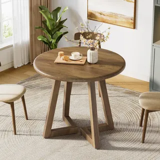 Esstisch rund 80 cm Braun für 2-4 Personen MDF 75 cm Höhe