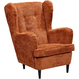 Mid.you Ohrensessel , Terracotta , Textil , Buche , 78x102x98 cm , Made in Eu , gepolsterte Armlehnen , Wohnzimmer, Sessel, Ohrensessel