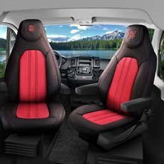 Sitzbezüge passend für Cristall Wohnmobil Caravan in Schwarz Rot Pilot 7.12
