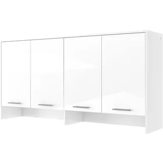 Furniture24 Aufsatz Concept PRO CP11 Schrank 4 Türiger für Wandklappbetten Horizontal Weiß/Weiß Hochglanz - Weiß