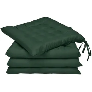 Beautissu Stuhlkissen Lea 40/40/5 cm Dunkelgrün 4tlg , Textil , 40x40 cm , Heimtextilien, Wohntextilien, Sitzkissen