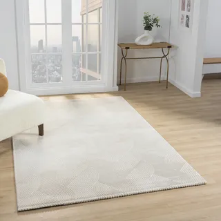 Teppich SEHRAZAT "Nora 5800, auch als Läufer", beige, B:80cm H:10mm L:150cm, Polyester, Polypropylen, Teppiche, Teppich, Kurzflor, grafisches Hoch Tief Muster, Wohnzimmer