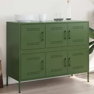 vidaXL Sideboard Olivgrün 100,5x39x79 cm Stahl - Grün