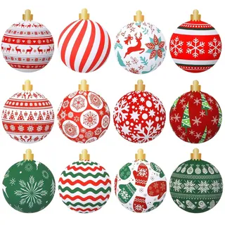 36 Stück Weihnachtsbaumschmuck – Bunte Weihnachtskugeln Set 8cm, Christbaumschmuck für Weihnachtsbaum Deko, Tannenbaum Deko Kugeln, Weichnachtlicher Baumschmuck in Rot Grün Weiß