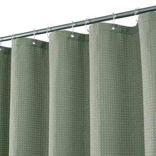 Barossa Design Extra Langer Duschvorhang aus Stoff, Waffelmuster, 213.4 cm Höhe, Hotel, Luxus-Spa, wasserabweisend, 230 g/m2, strapazierfähig, maschinenwaschbar, salbeigrünes Piqué-Muster, 180x213 cm