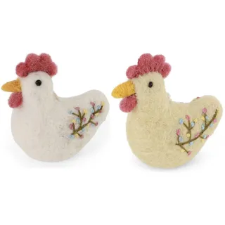 Handgemacht & Fairtrade-Zertifiziert | Gry & Sif | Stilvolles dänisches Design x Nepali Kunsthandwerker | Hahn Weiß & Gelb mit Stickerei | Oster-deko