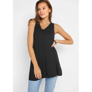 Longtop BONPRIX, Damen, Gr. 56/58 (XXXL), schwarz, Obermaterial: 95% Viskose, 5% Elasthan, A-Linie, Tops Longtop, A-Linie, V-Ausschnitt, aus Viskose und Elasthan, Topseller