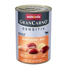 24x400g Pui pur și orez Adult Sensitive Animonda GranCarno Hrană umedă câini