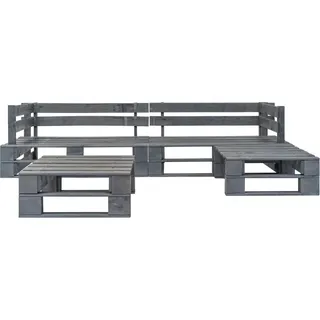 vidaXL 4-tlg. Garten-Sofagarnitur aus Paletten Holz Grau - Grau