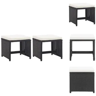 vidaXL Gartenhocker 2 Stk. mit Sitzkissen Poly Rattan Schwarz - Gartenstühle - Schwarz