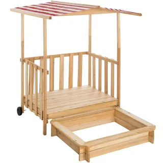 tectake Sandkasten Gretchen, 106 x 105 x 137 cm, rot , Rot , Holz , 105x137x106 cm , Ce , Freizeit & Co, Gartenspielzeug, Sandkästen